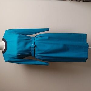 NWOT'S VTG Henry-Lee 80s Turquoise & Black Long Sleeve Office Dress Size 6